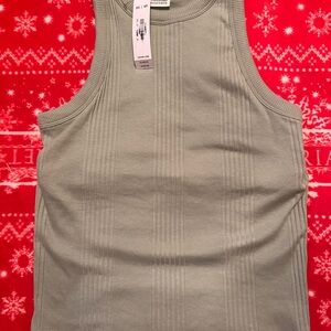 PINK Victoria's Secret Ribbed Tank in Light olive Green size xs NEW WITH TAGS!